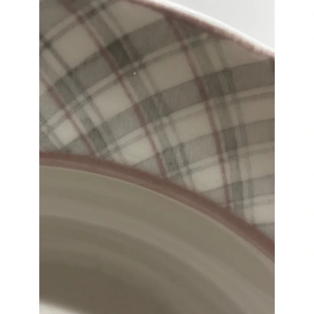 Jessica McClintock Westbury Court Clarise Soup Bowls Floral Pink Plaid Set of 3